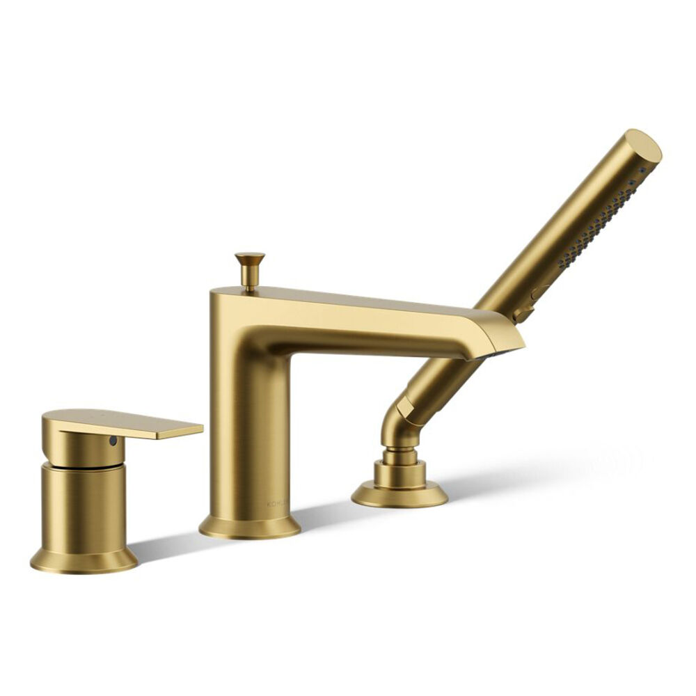 K-97070-4-2MB Hint® Deck-Mount Bath Faucet w/ Handshower, Vibrant Brushed Moderne Brass