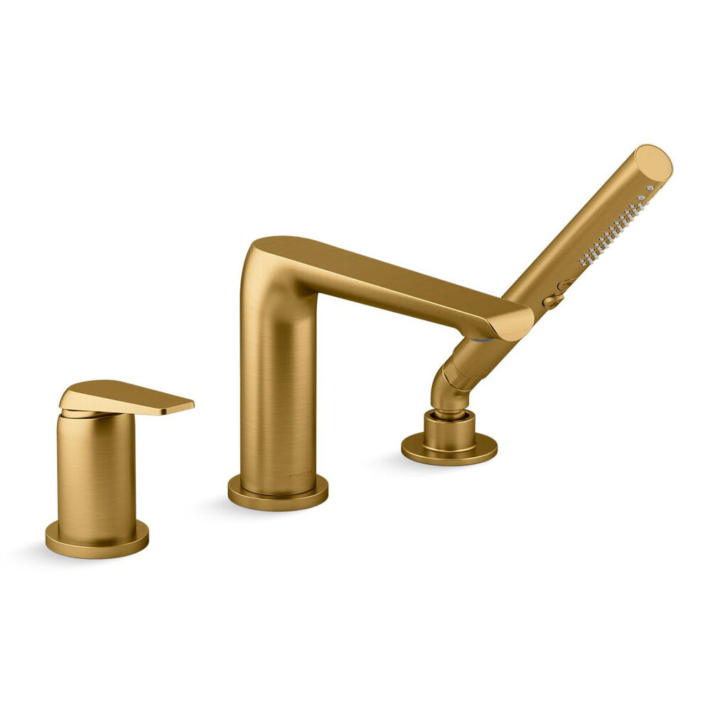 K-97360-4-2MB Avid® Deck-Mount Bath Faucet w/ Handshower, Vibrant Brushed Moderne Brass