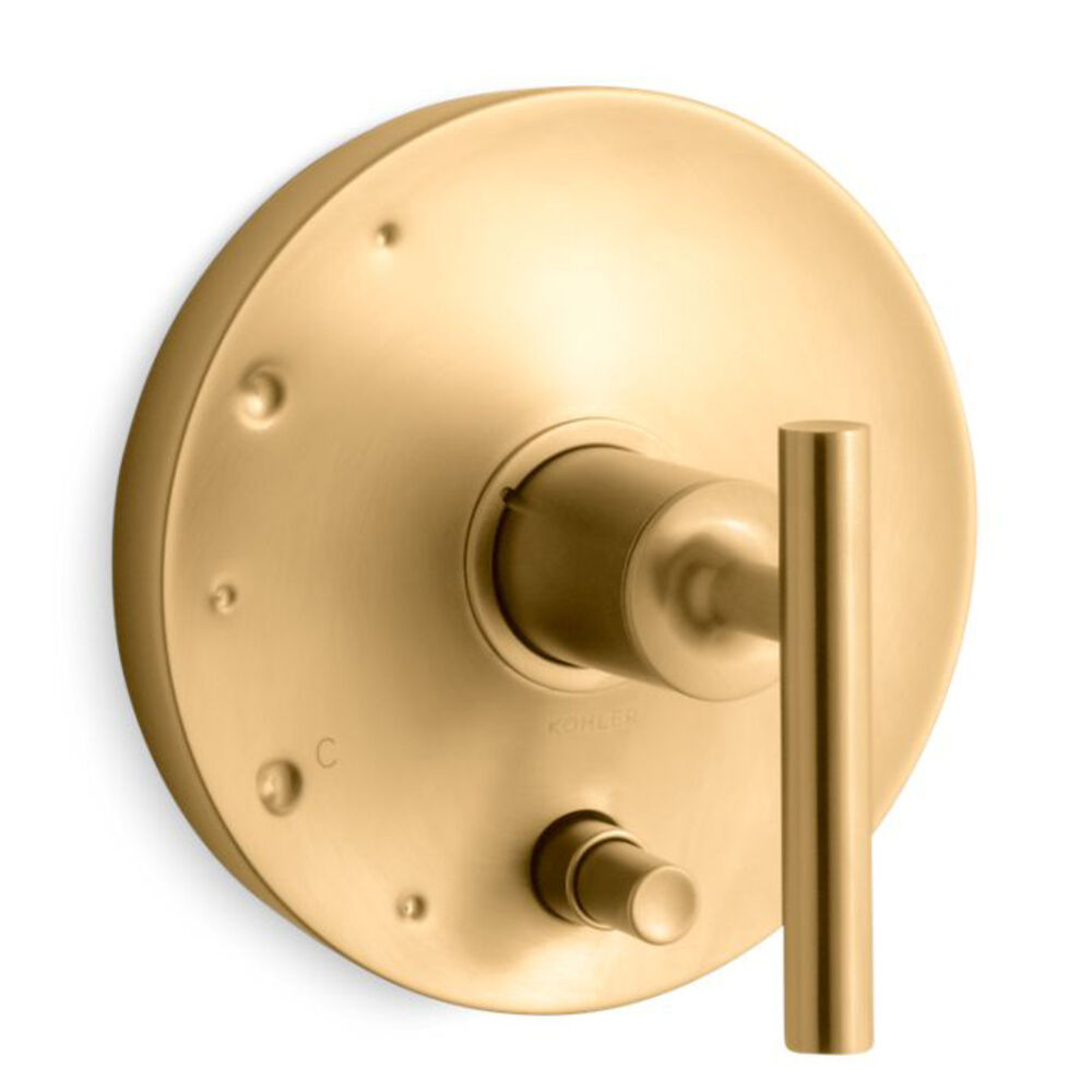 K-T14501-4-2MB Purist® Rite-Temp® Valve Trim w/ Push-Button Diverter and Lever Handle, Vibrant Brushed Moderne Brass