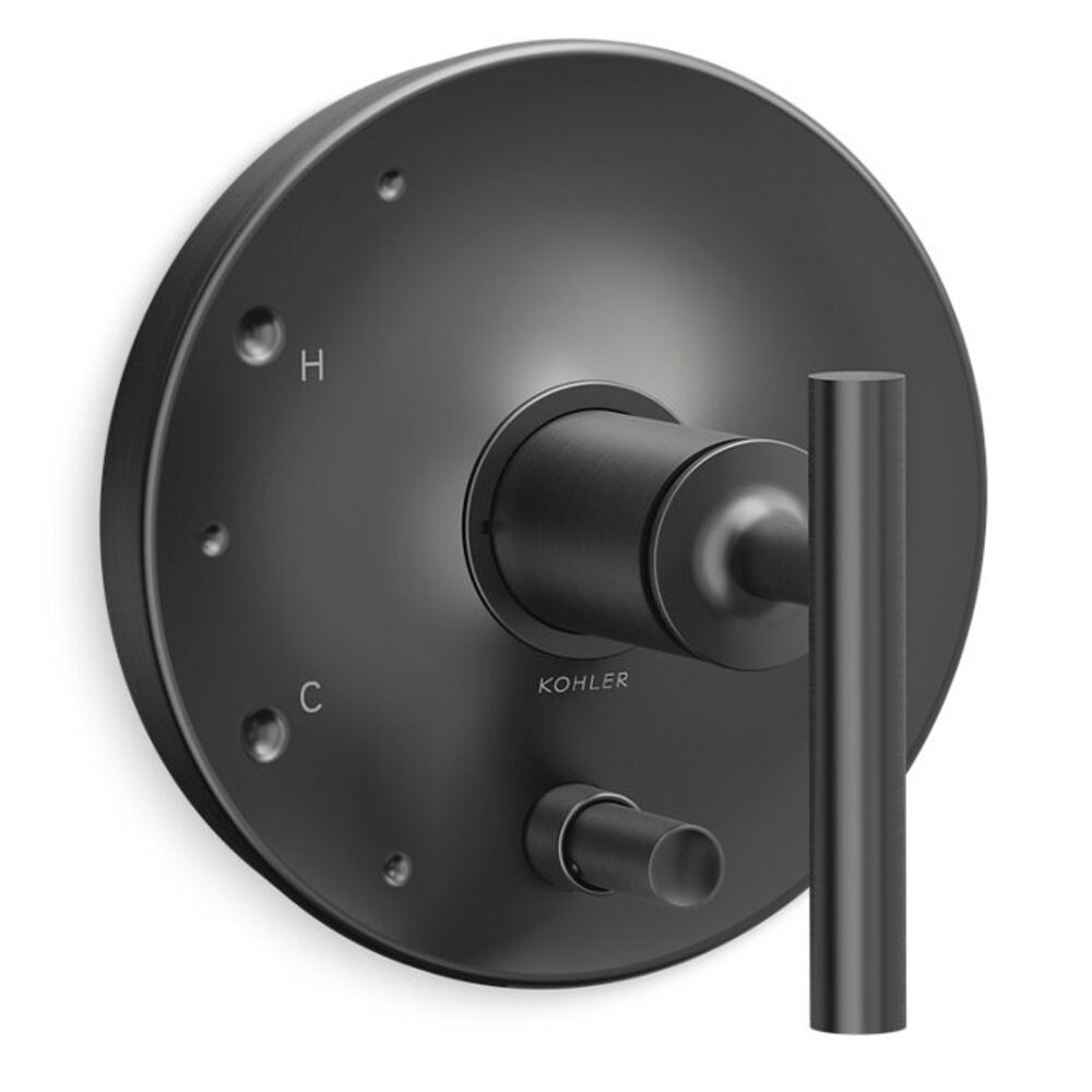 K-T14501-4-BGP Purist® Rite-Temp® Valve Trim w/ Push-Button Diverter and Lever Handle, Vibrant Brushed Graphite