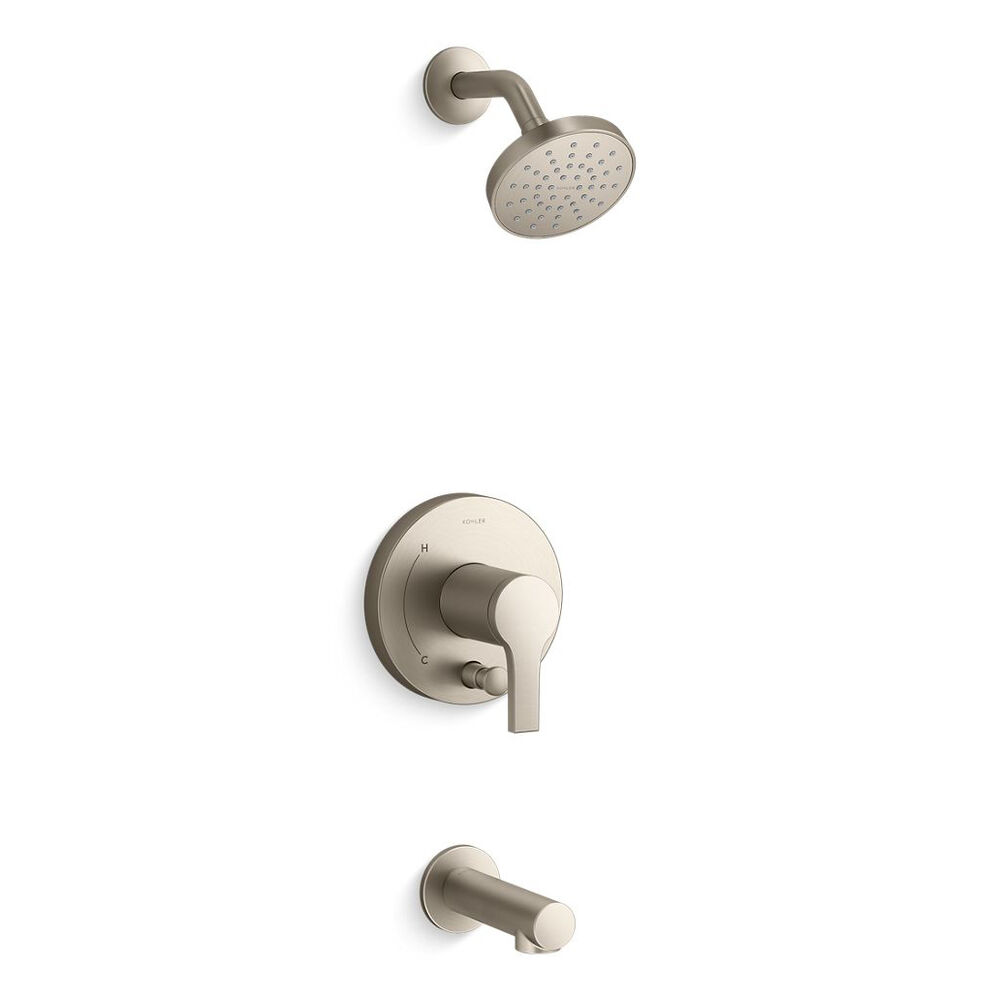K-T35327-4Y-BN Elate® Rite-Temp® Bath and Shower Trim Kit w/ Push-Button Diverter, 2.5 gpm, Vibrant Brushed Nickel