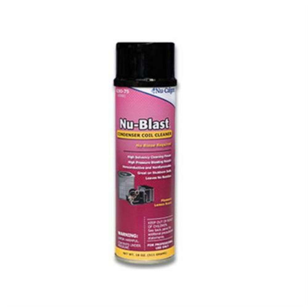 Nu-Calgon Nu-Blast® 4290-75 No-Rinse High-Pressure Coil Cleaner, 18 oz Aerosol Can, Spray Gas, Clear, Solvent