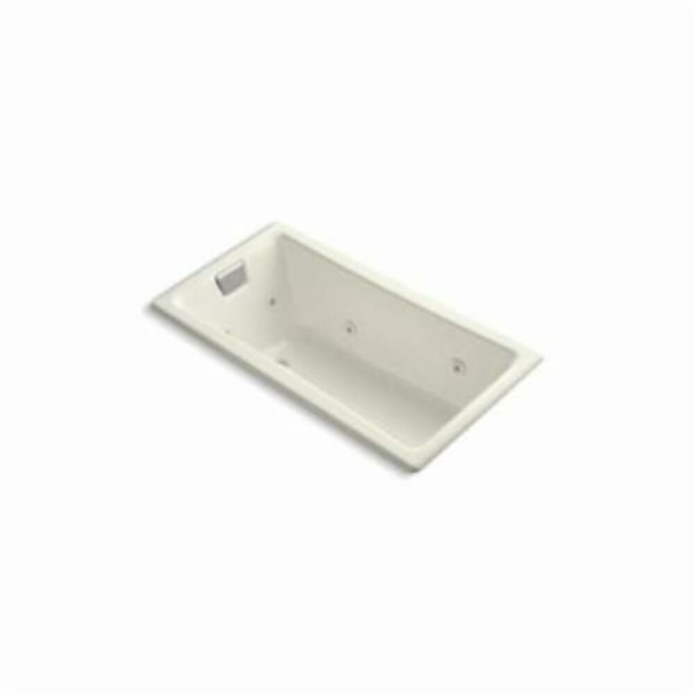 852-H2-96 Tea-for-Two® Bathtub With Reversible Drain, Whirlpool, Rectangular, 60 in Lx18-1/4 in W, End Drain, Biscuit