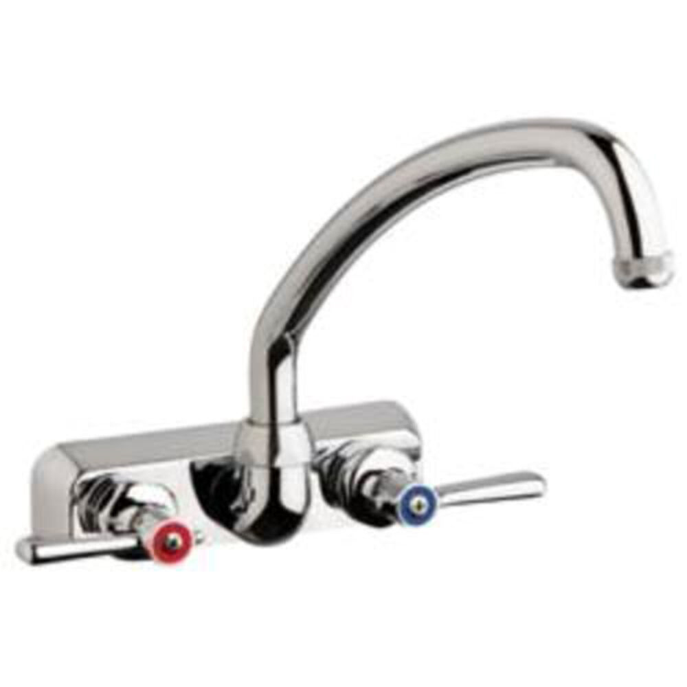 Chicago Faucet® W4W-L9E1-369AB Hot and Cold Water Washboard Sink Faucet, 2 Handle, 4" Center, Polished Chrome
