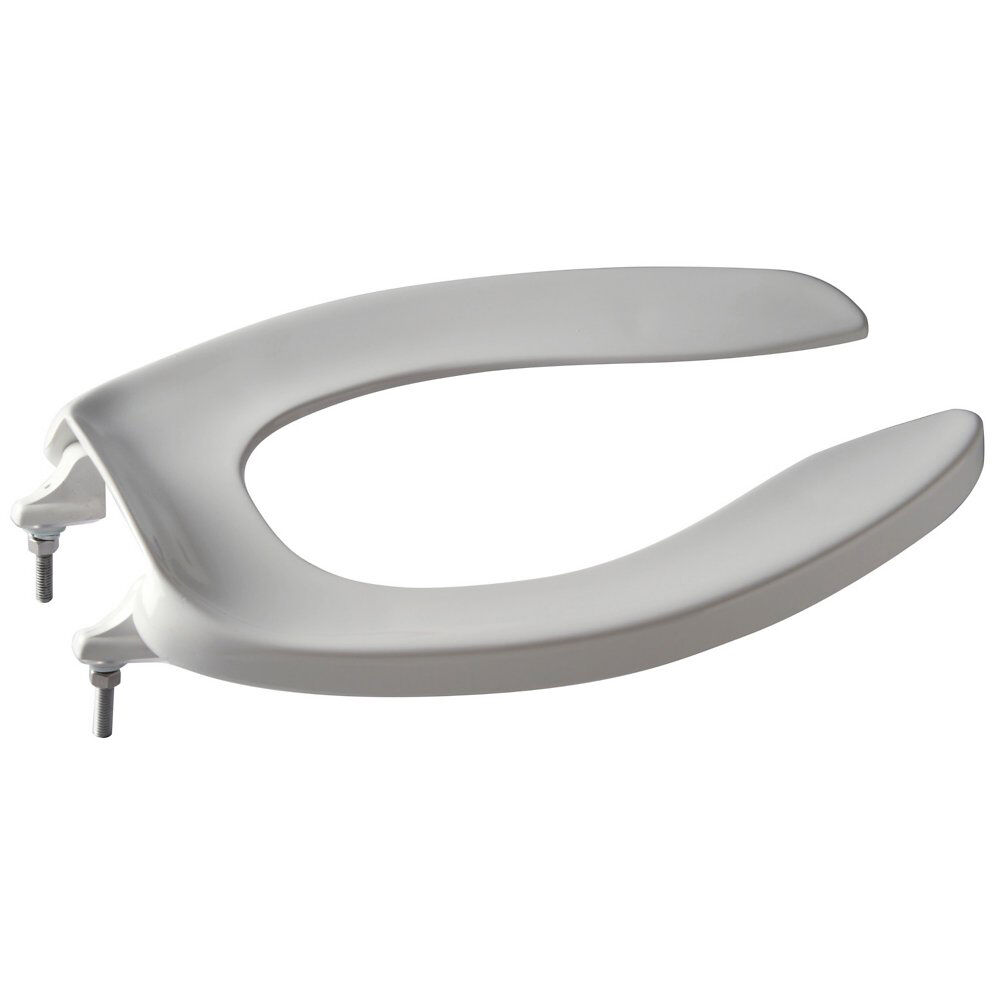 Zurn® Z5955SS-EL-STS Heavy Duty Toilet Seat, Elongated Bowl, Open Front, Polished/Standard White, Check Hinge