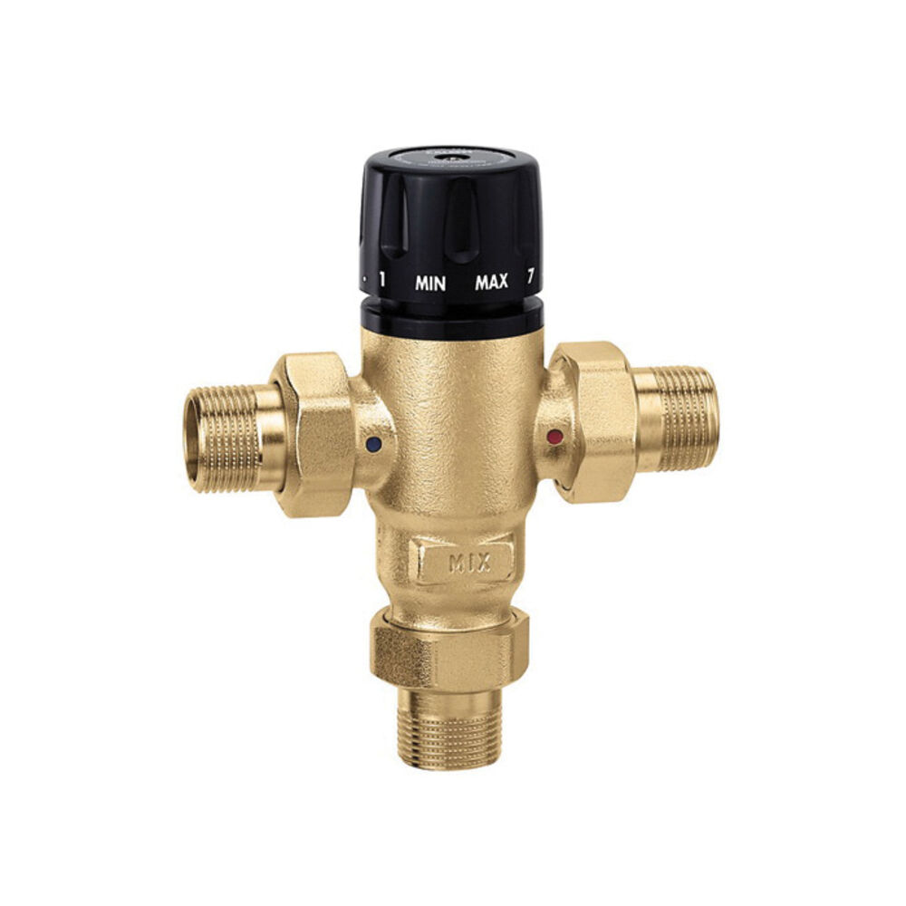 Caleffi MixCal™ 521500A Adjustable 3-Way Thermostatic and Pressure Balanced Mixing Valve, 3/4", MNPT, 200 psi, 1.3 gpm, Brass Body