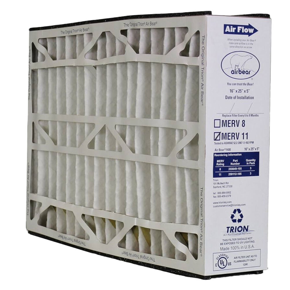 Trion 259112-105 Air Bear Filter,  Pleated, 16x25x5, MERV 11