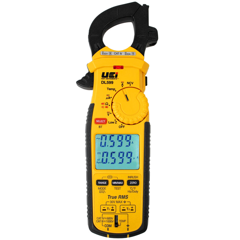 DL599 Uei Test Instruments 600A Wireless TRMS Power Clamp Meter w/ 3-Phase Rotation Tests, 1000 V, 60 Ohm, Battery Operated