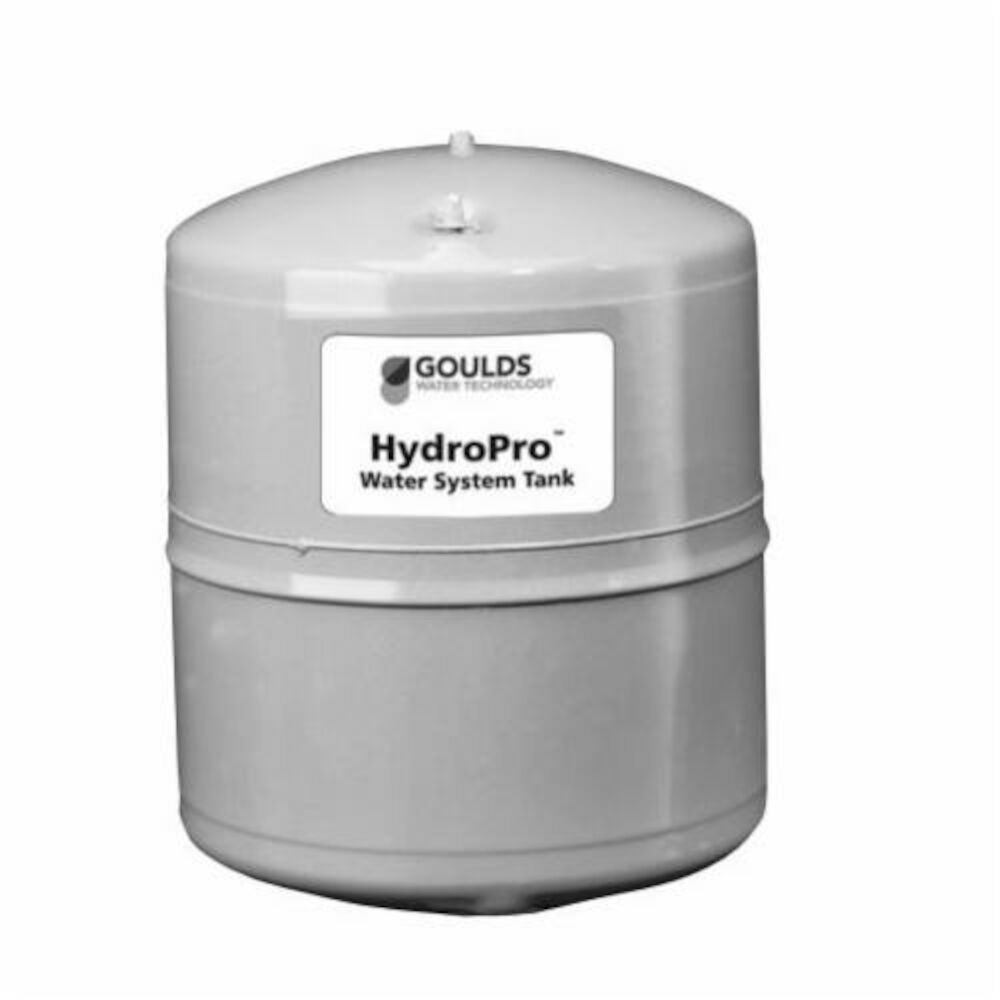Goulds HydroPro® V6P In-Line Diaphragm Tank, 1.9 gal Capacity, 3/4" MNPT Outlet Discharge, 8-1/4" OAD, Polypropylene Liner, 125 psi