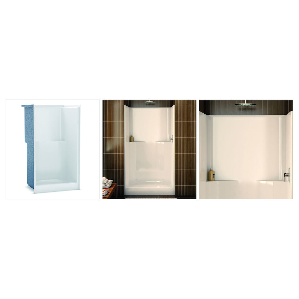 141025-000-004 S 42 1-Piece Shower w/o Seat, Fiberglass, Gel-Coated/Bone/Natural
