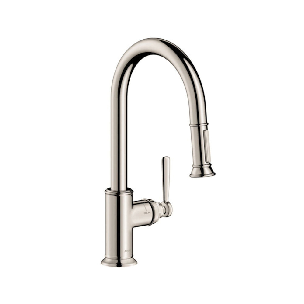AXOR 16581831 Kitchen Faucet, Montreux, 1.75 gpm, Polished Nickel, 1 Handle, 1 Faucet Hole, Domestic