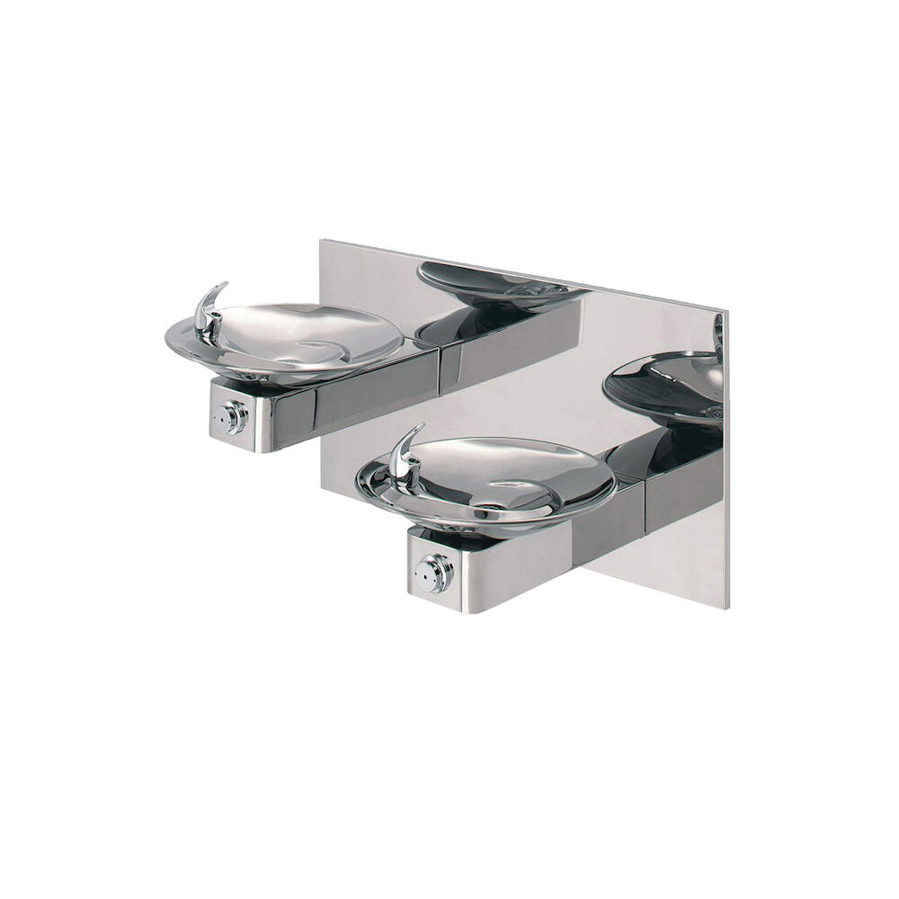 Haws® 1011HPS Dual Wall Barrier Free Drinking Fountain With Back Panel, 0.45 gpm, Pushbutton Operation, Non-Refrigerated Chilling