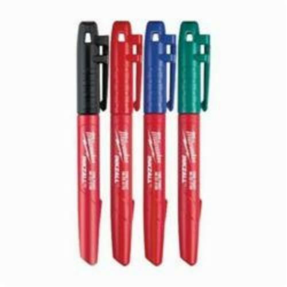 Milwaukee® Tool 48-22-3106 INKZALL™ Permanent Industrial Marker, Fine Line Tip, Acrylic, Black/Red/Green/Blue