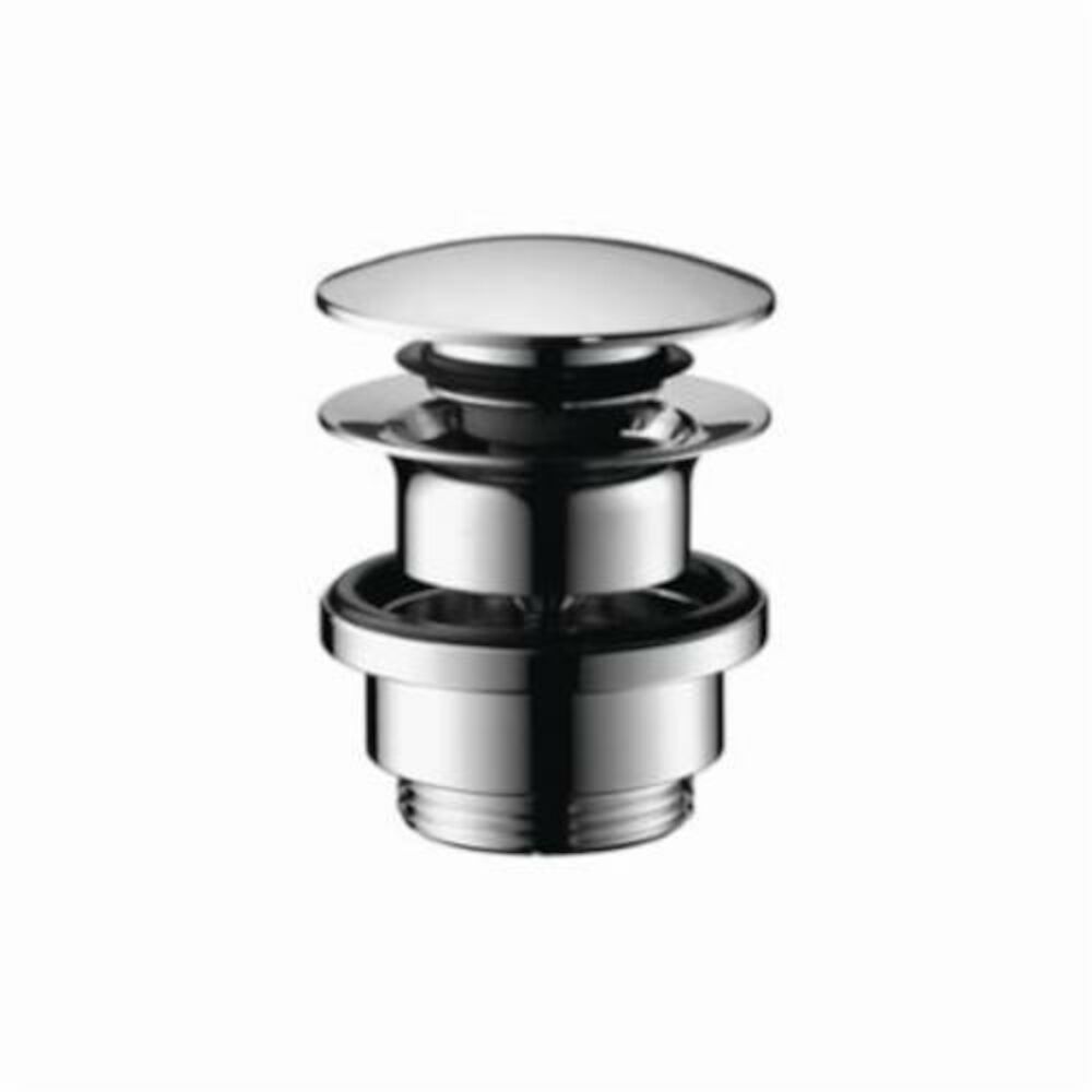 Hansgrohe 50100101 Push-Open Sink Drain, 1-1/4 in, Chrome Plated, Overflow Yes/No: Yes, Brass Drain, Includes Lift Rod: No