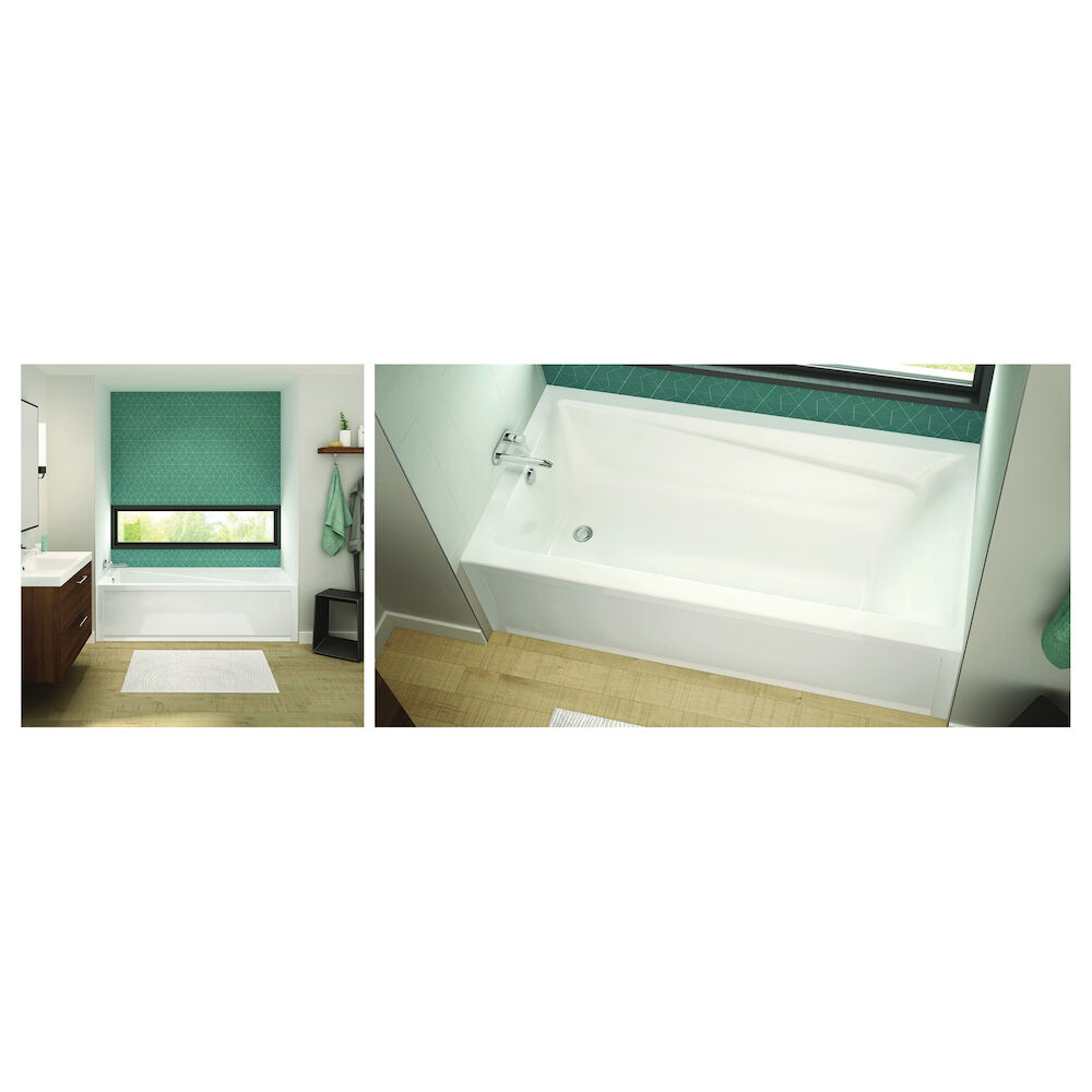 MAAX® Professional 106183-L-003-001 Exhibit 7236 IFS Bathtub, Whirlpool, Rectangular, 72" Lx36" W, Left Drain, White