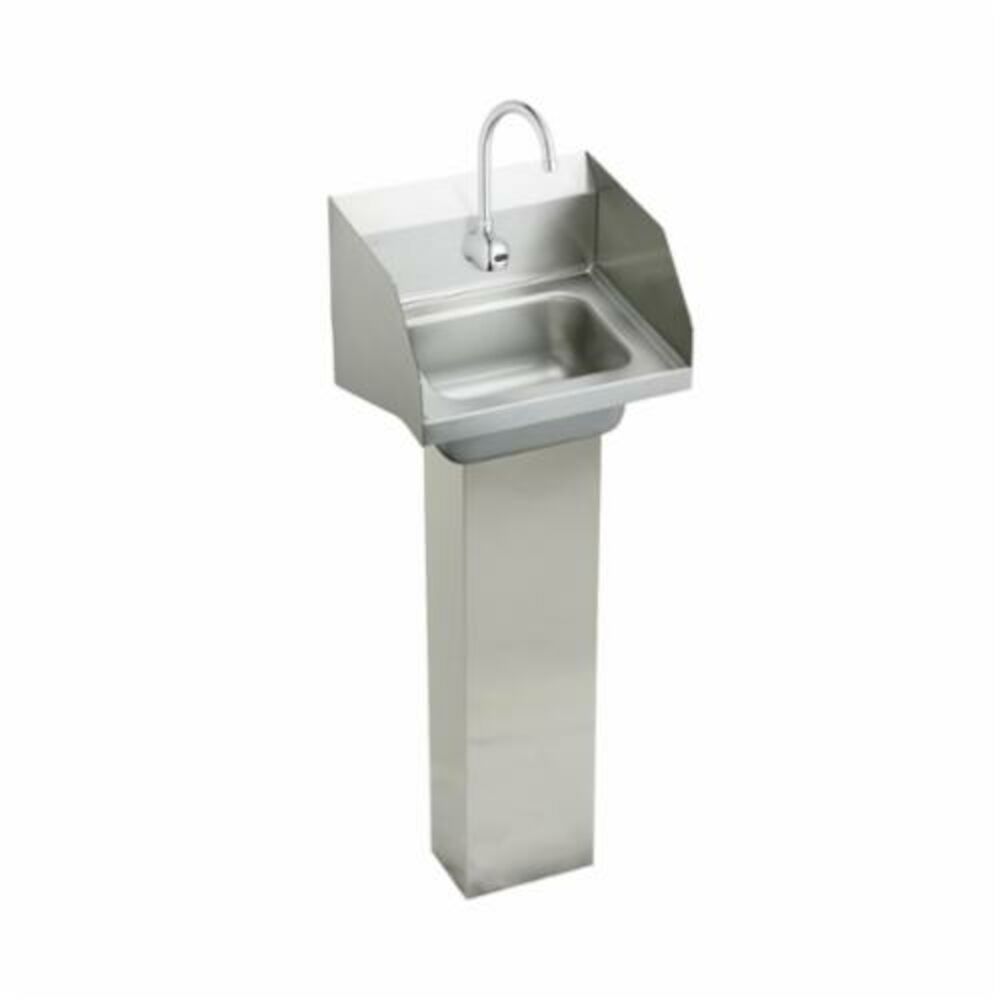 CHSP1716LRSSACMC Scrub Handwash Sink Package, Rectangular, Pedestal Mount, 304 Stainless Steel, Buffed Satin