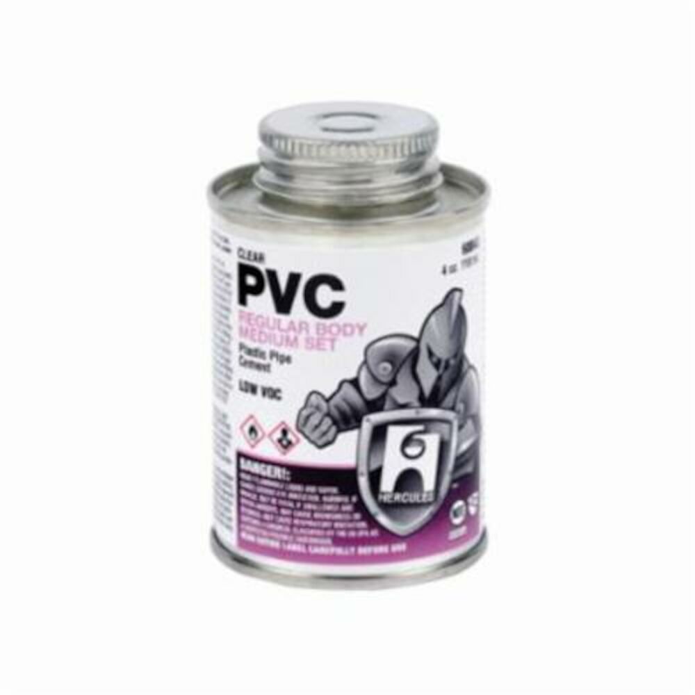 Hercules® 60043 Medium Set Low VOC PVC Cement, 4 oz Dauber Can, Translucent Liquid, Clear