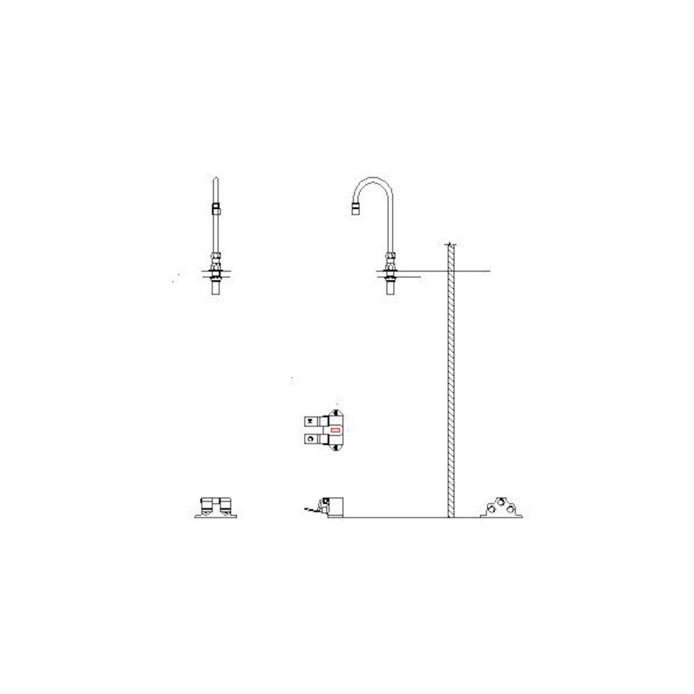Commercial 54T5 Floor-Mount Double-Pedal Surgeon's Scrub-up, Chrome