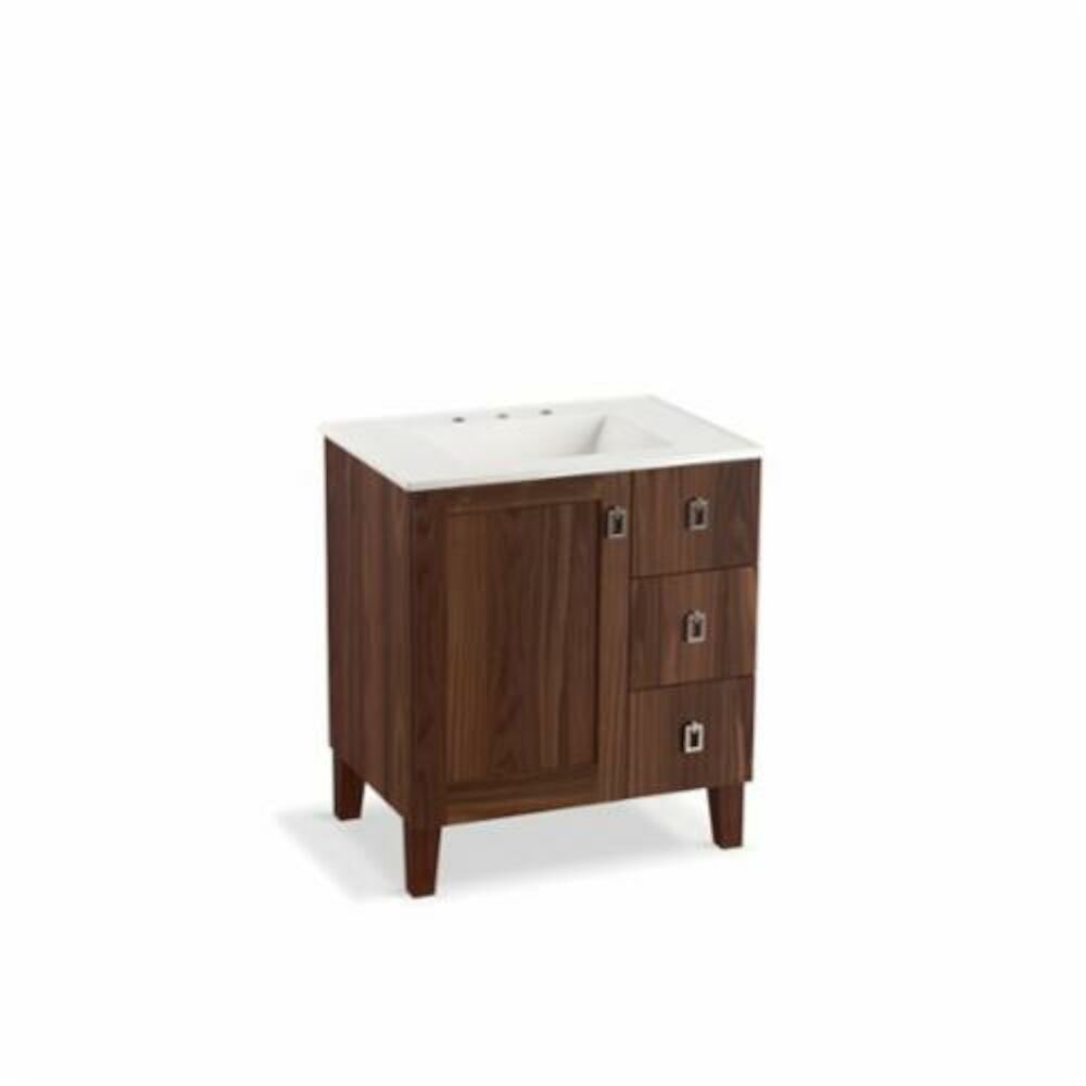 99530-LGR-1WE Poplin® Bathroom Vanity Cabinet With Furniture Legs, 34-1/2 in OAHx30 in OAWx21-7/8 in OAD, Free Standing Mount, Terry Walnut Cabinet