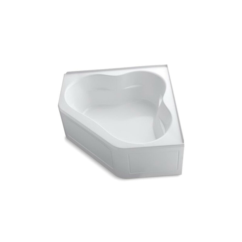 Kohler® 1161-LA-0 Tercet® Bathtub, Whirlpool, Clover, 60" Lx60" W, Center Drain, White