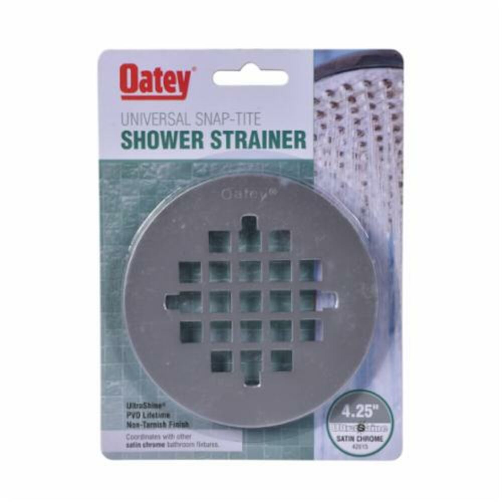 Oatey® 42015 Round Snap-Tite Strainer, 4-1/4" Nominal, Stainless Steel, Satin Chrome