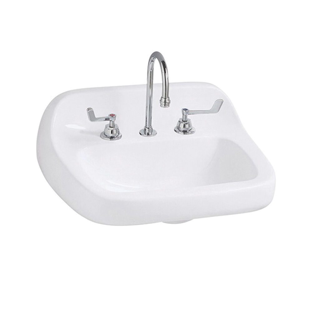 Mansfield® 2018HBNS-1 WH Grand Isle Lavatory With Consealed Front Overflow, Wall Mount, Vitreous China, White