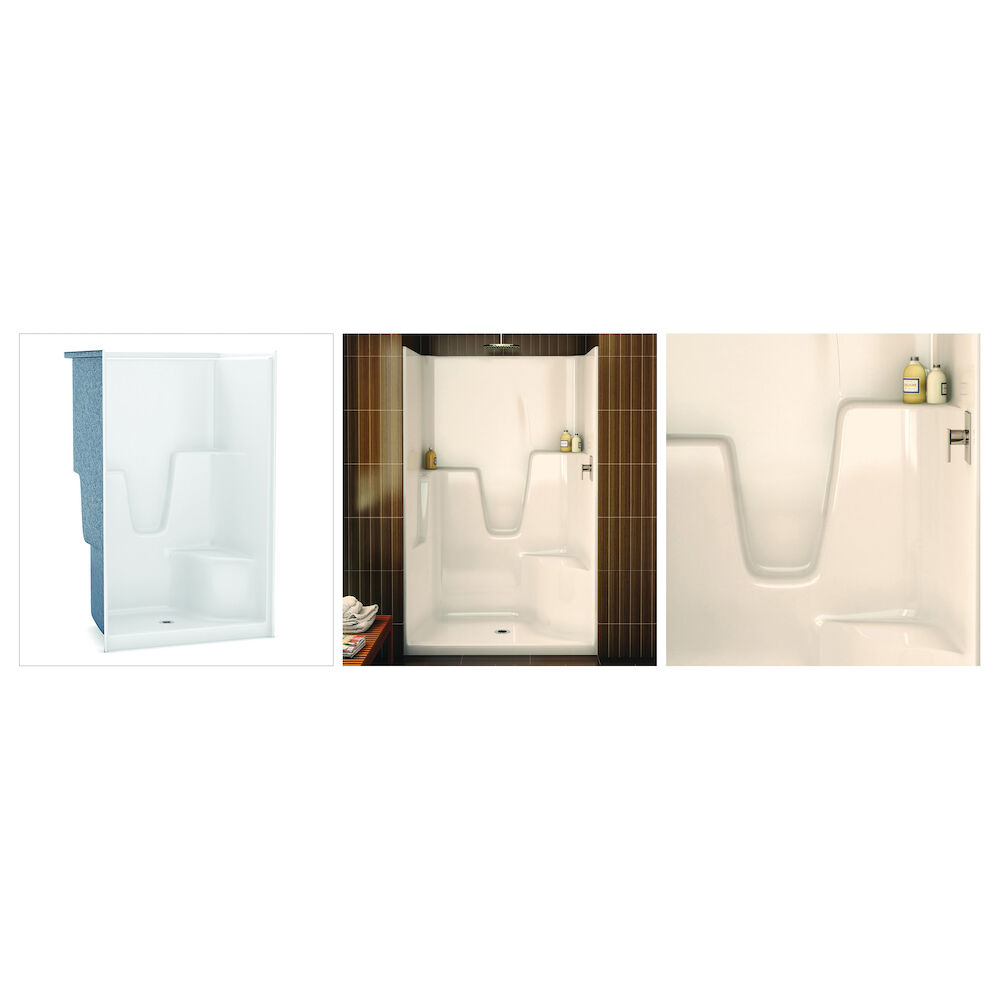141033-L-000-002 SH 48 1-Piece Shower With Left Seat, Fiberglass, Gel-Coated/White