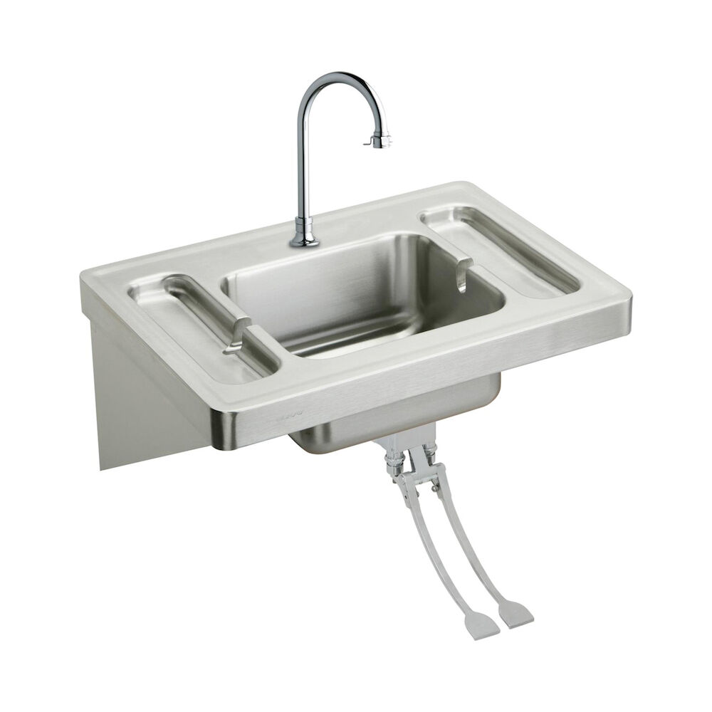 ESLV2820FC Lavatory Sink Kit, Rectangular, 28" W x 20" Dx7-1/2" H, Wall Mount, Stainless Steel, Buffed Satin
