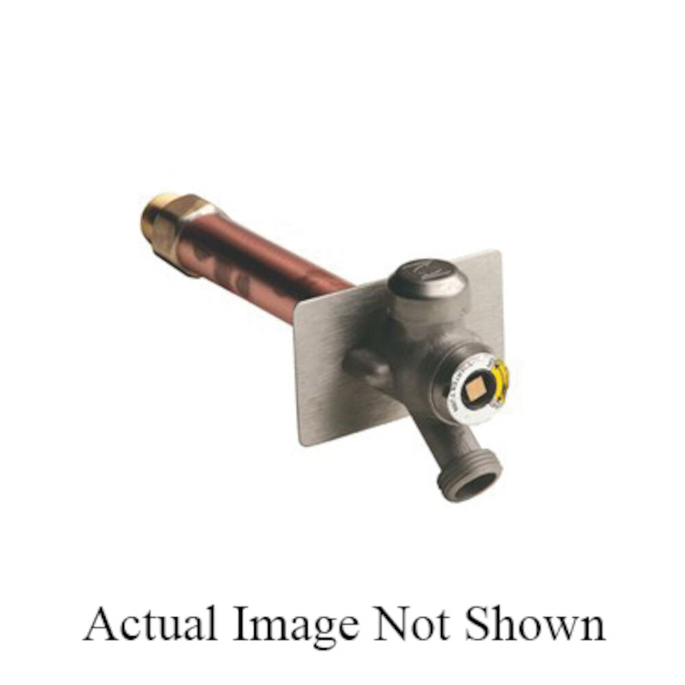 Smith® 5609QT (-10-BP) Non-Freeze Quarter-Turn Wall Hydrant, 1/2x3/4x3/4 in, FNPTxMNPTxHose, 10" THK Wall, 2" Wall Opening