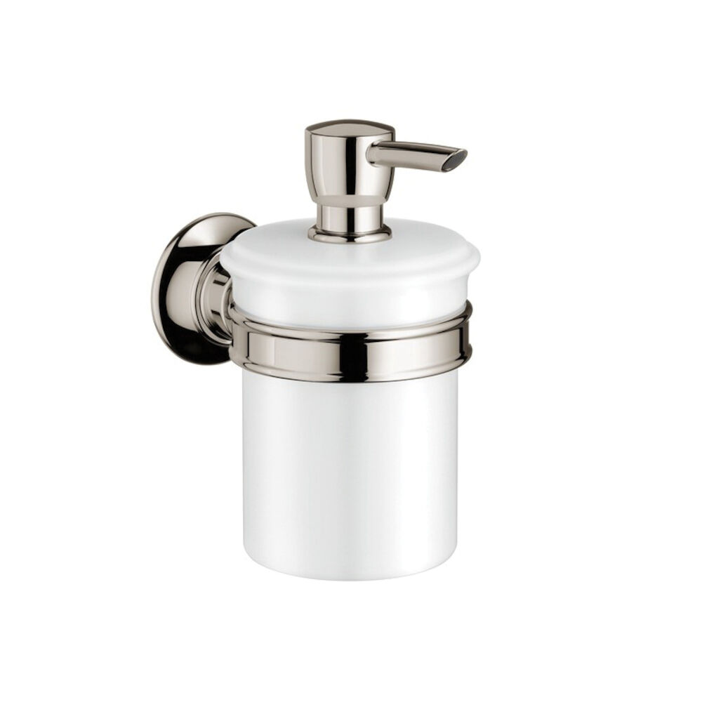 AXOR 42019830 Montreux Soap Dispenser, 8 oz, Wall Mount, Porcelain, Polished Nickel