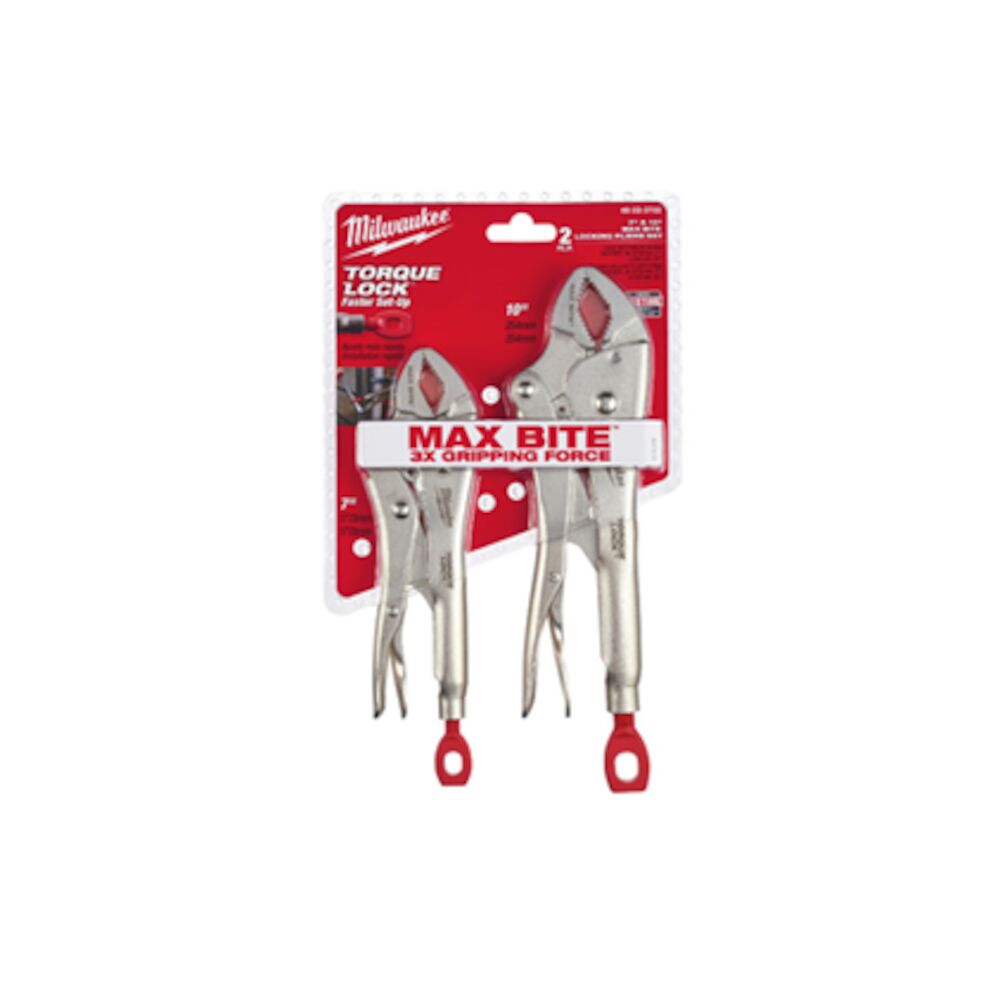 Milwaukee® Tool MAXBITE 48-22-3702 TORQUE LOCK™ Locking Plier Set, 2 Pieces, Forged Alloy Steel