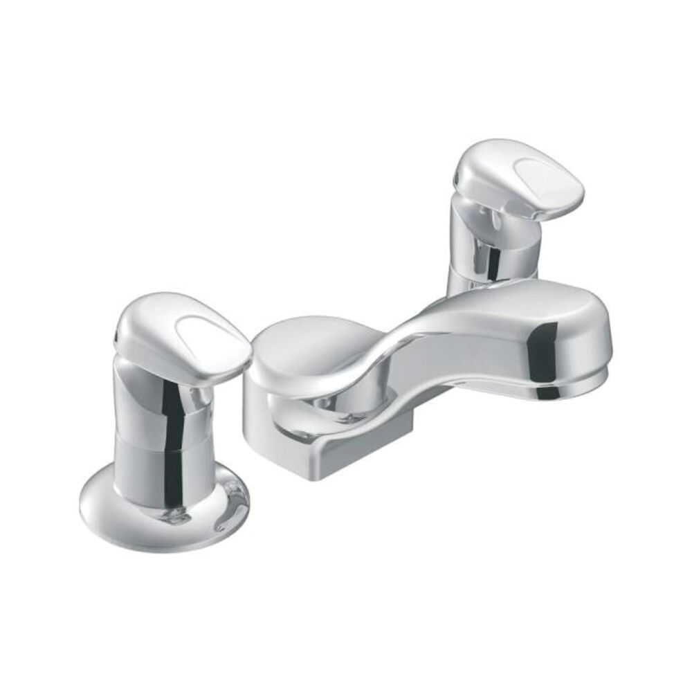 Moen® 8889 M-PRESS™ Widespread Lavatory Faucet, 0.5 gpm, 3-3/4" H Spout, 8" Center, Chrome Plated, 2 Handles, Import