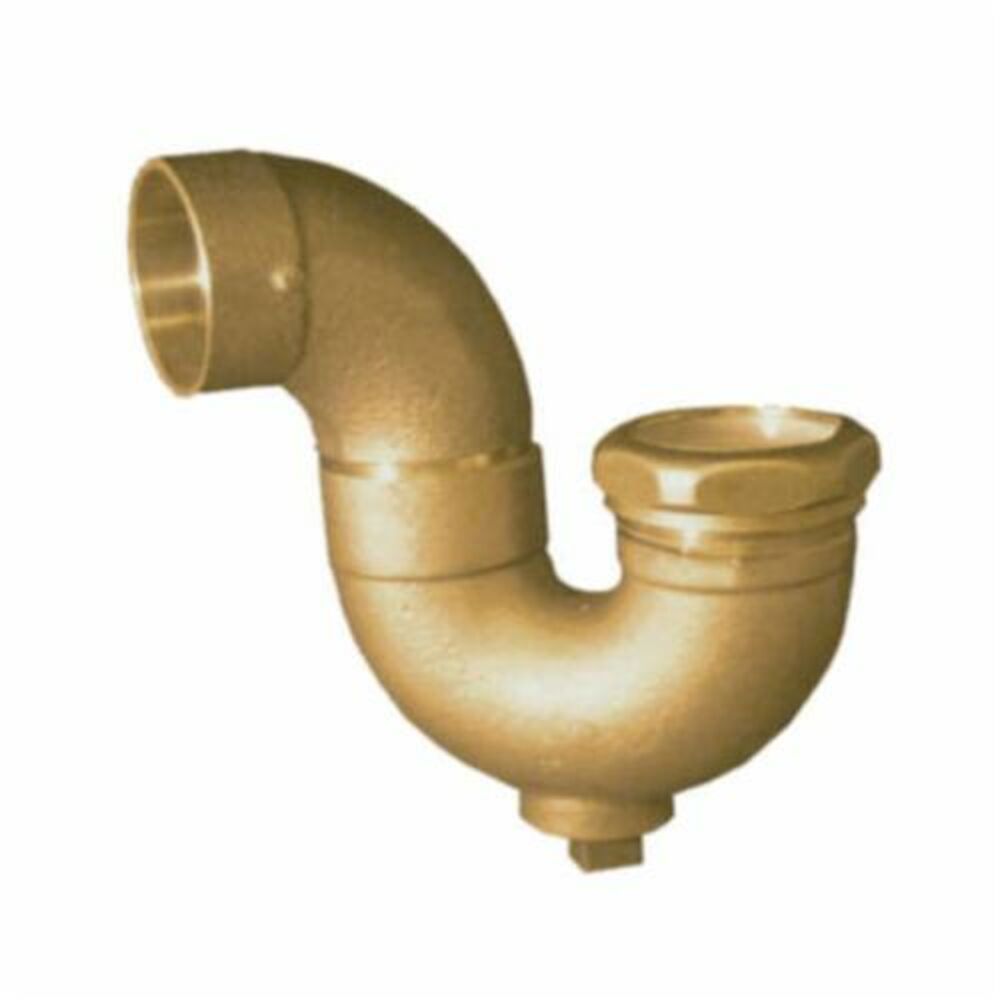 5555 Solder DWV P-Trap With Cleanout Plug, 1-1/2 in, Cast Brass, CxSlip JointxCleanout