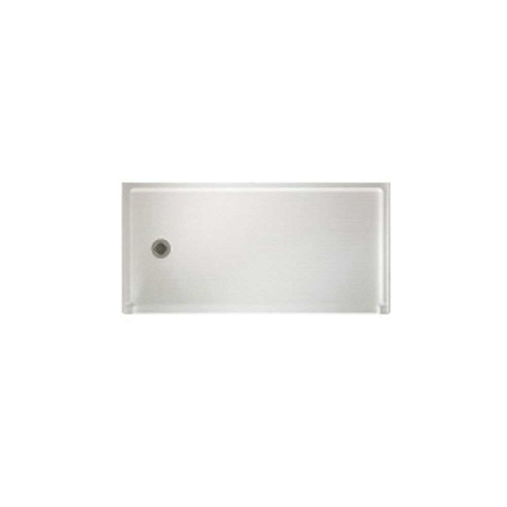 Swan® FB03060LM.010 Barrier-Free Shower Floor With Fit-Flo™ Drain, White, Left Hand Drain, 60" Wx30" D, Domestic