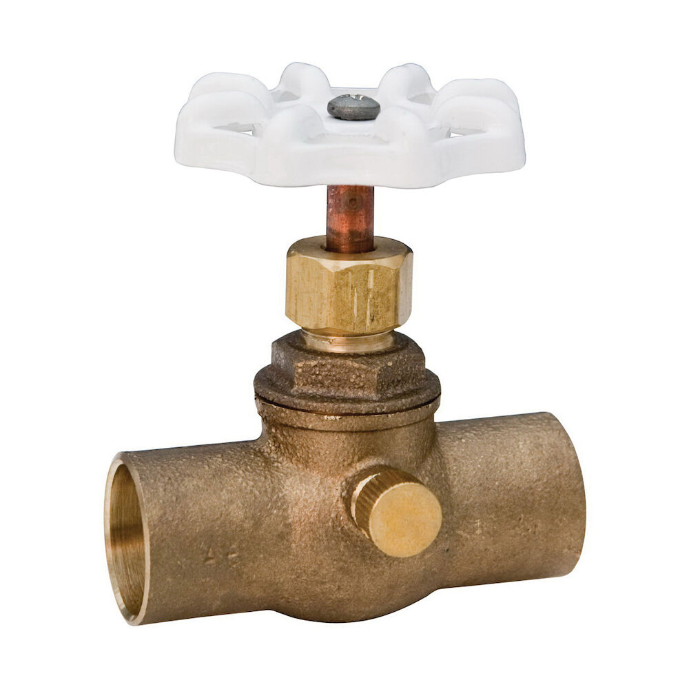 NIBCO® ND170X8 726-LF Straight Pattern Multi-Turn Stop and Waste Valve, 3/4 in, Solder Cup, Silicon Bronze Body, Import