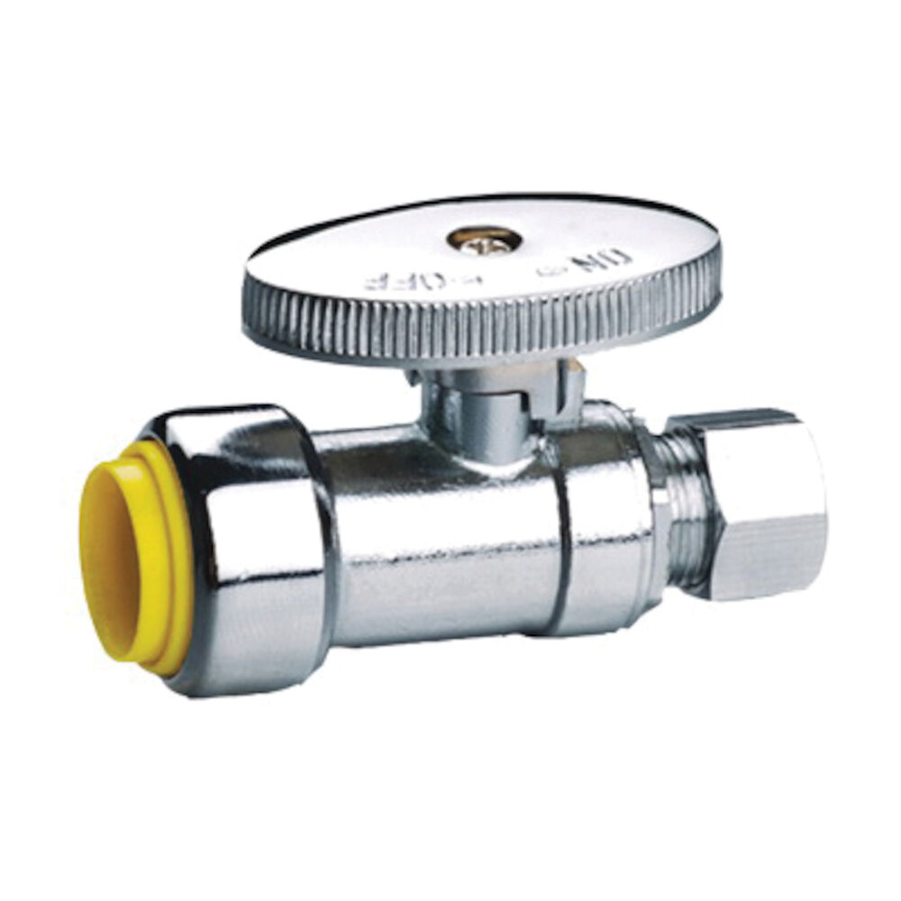 Webstone Pro-Connect ProPush™ Clean Brass™ H-26921W-B 1/4 Turn Straight Supply Stop Valve, 1/2x3/8 in, PushxOD Comp, Brass Body