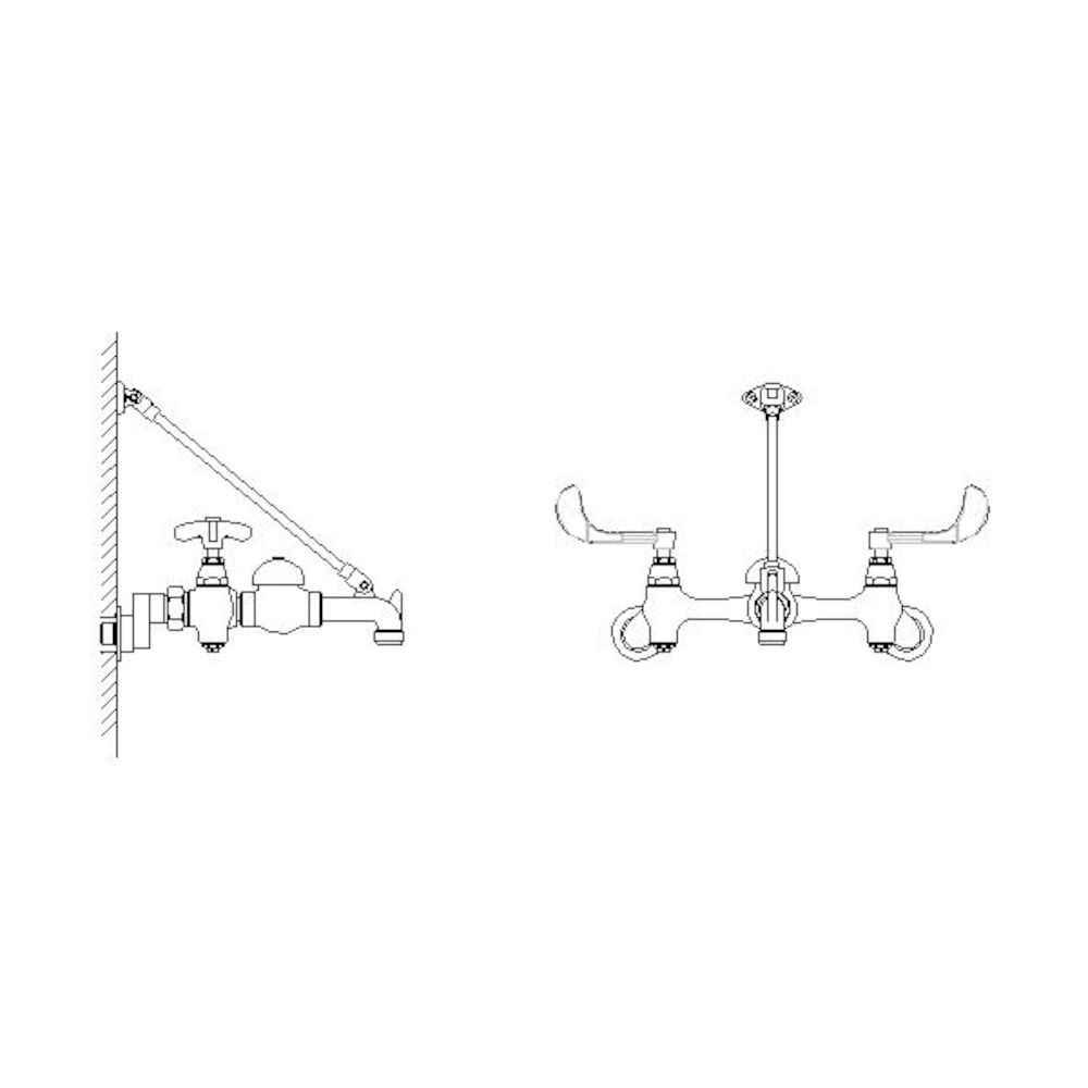 Commercial 28C / T9 Wall Mount Service Sink Faucet with Lever Handles & Adj Centers, Chrome