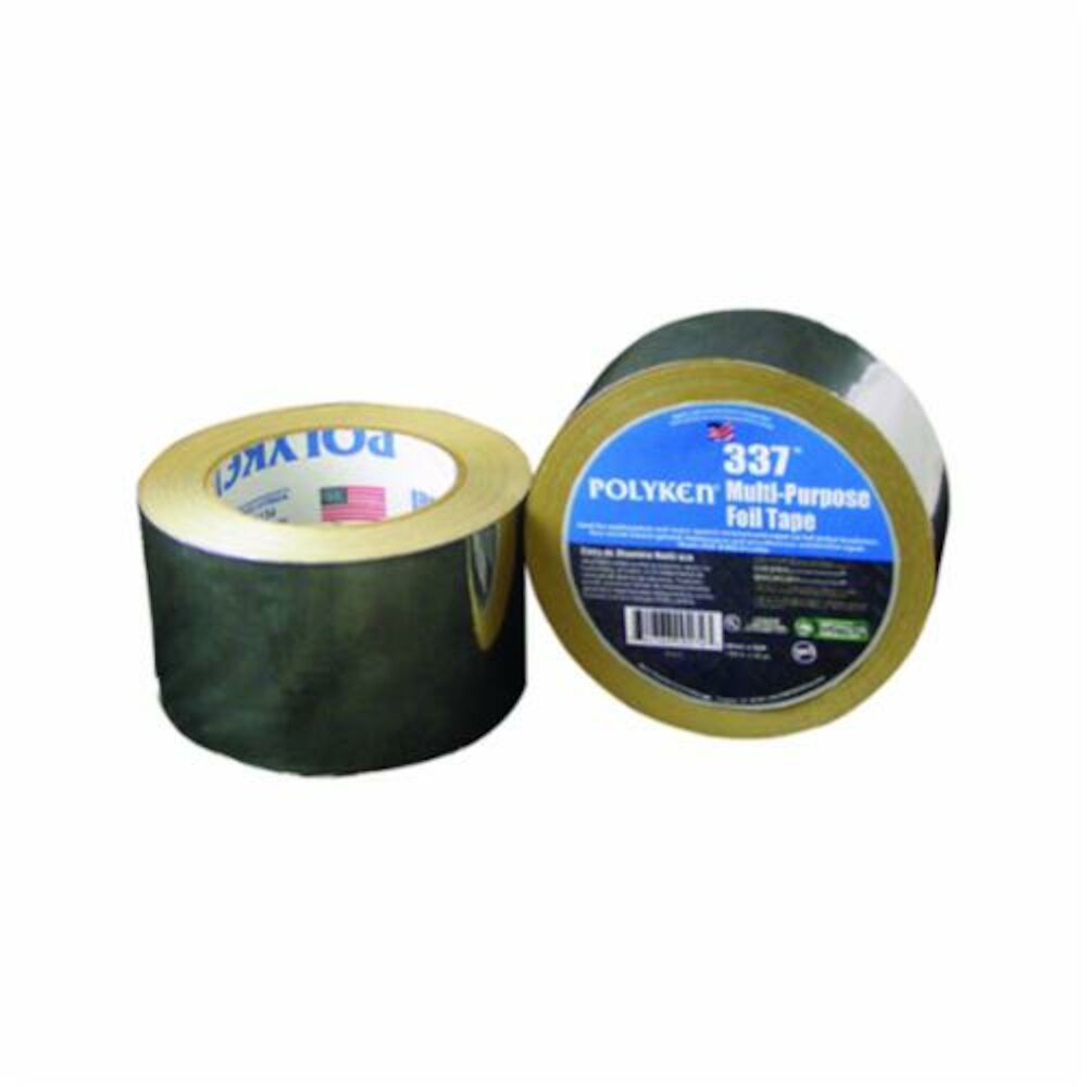 Polyken® 1087625 337 Multi Purpose Plain Foil Tape, 48 mm Wx45.7 m L, 3.7 mil THK, Aluminum
