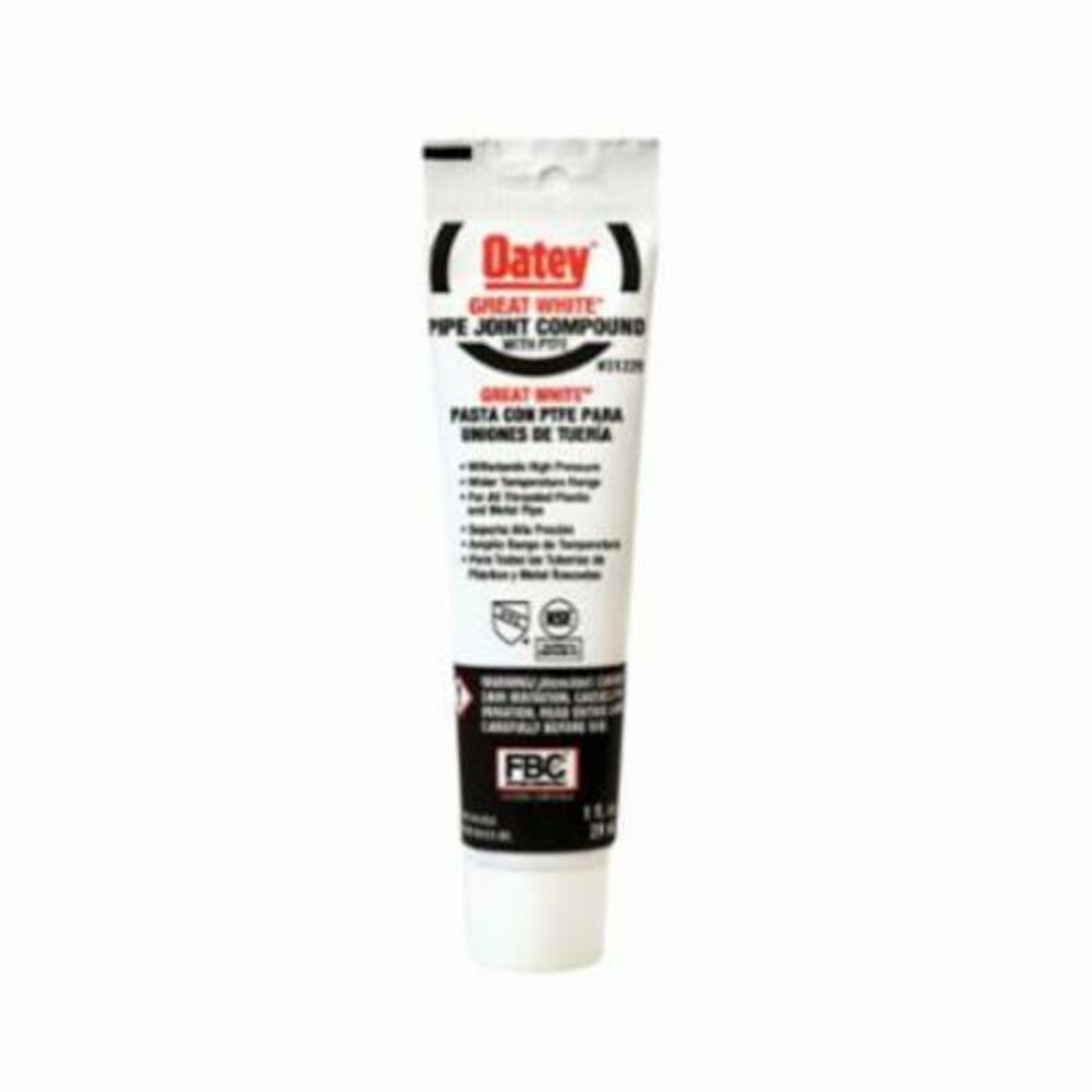 Oatey® Great White® 31229 Pipe Joint Compound w/ PTFE, 1 oz, Liquid Paste, White