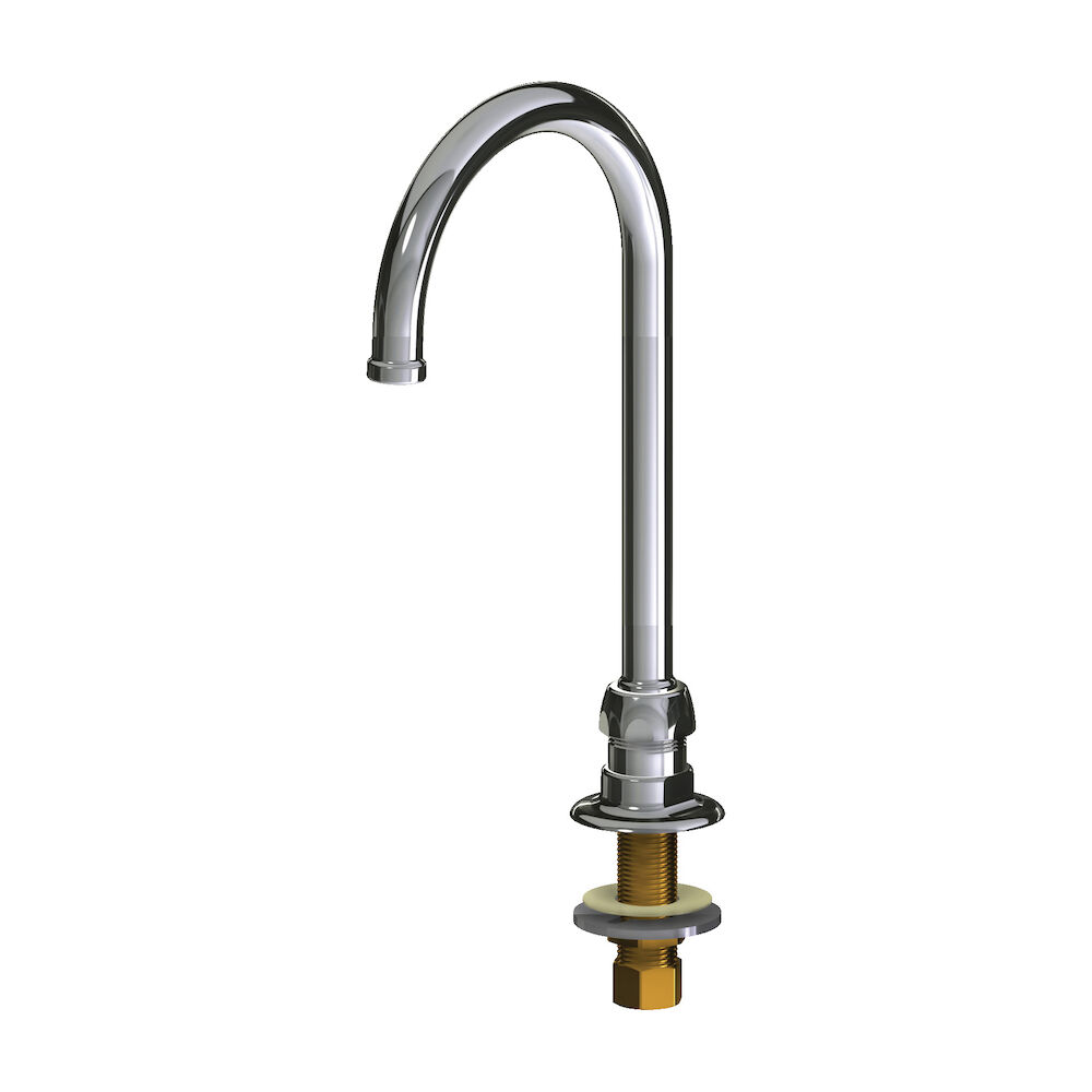 Chicago Faucet® 626-FCABCP Rigid/Swing Gooseneck Spout With Flow Control, 5-1/4" Lx7-1/8" H, 1.5 gpm, Brass, Chrome Plated