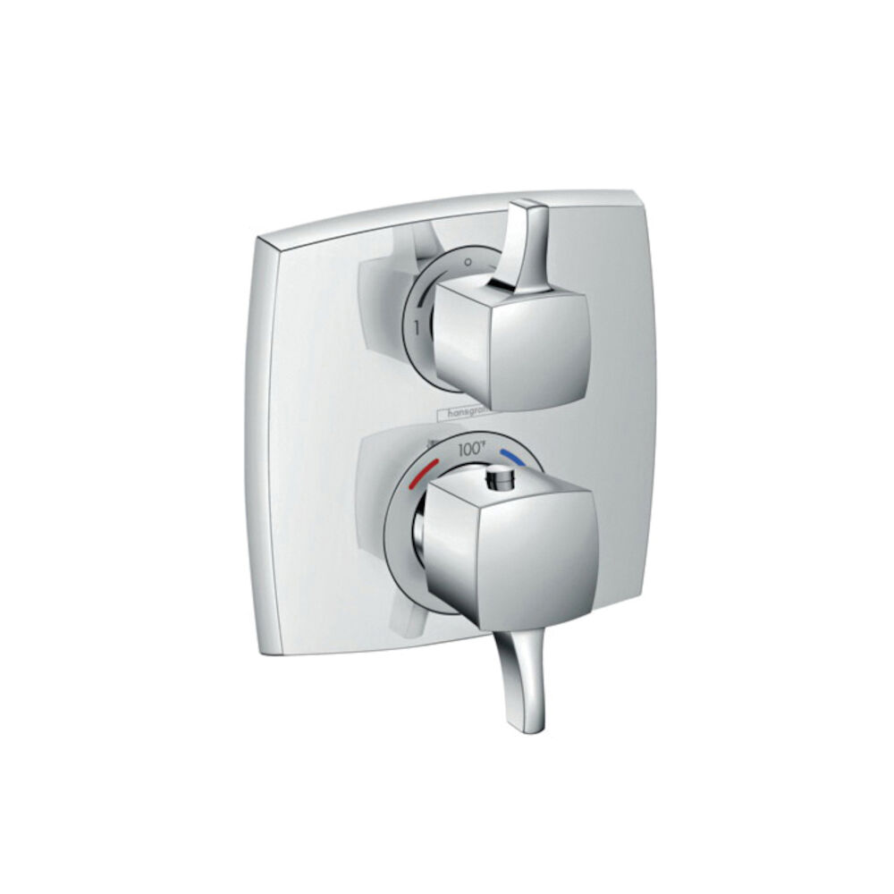 15728001 Ecostat Classic Square Thermostatic Trim With Volume Control and Diverter, Chrome Plated