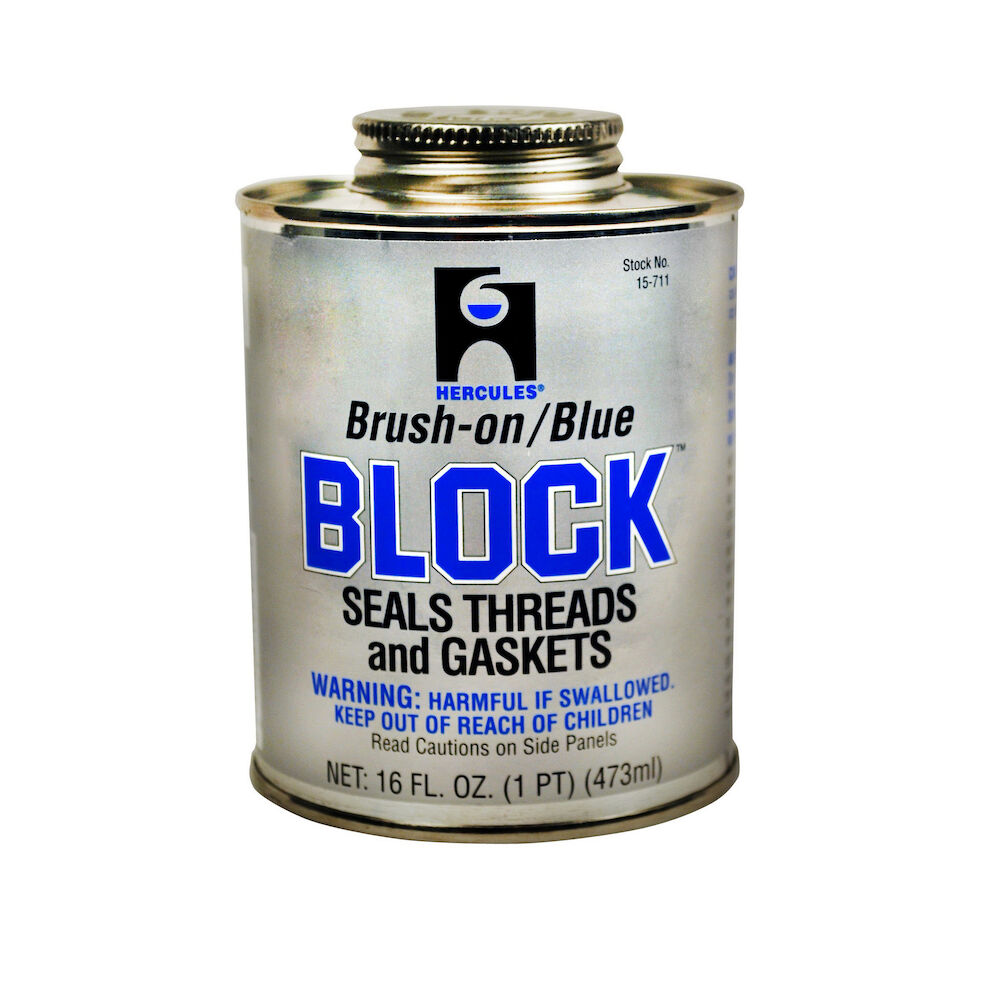 Hercules® Brush-on Block™ 15711 Multi-Purpose Thread and Gasket Sealant, 16 oz Can, Liquid Paste, Blue, 1.29