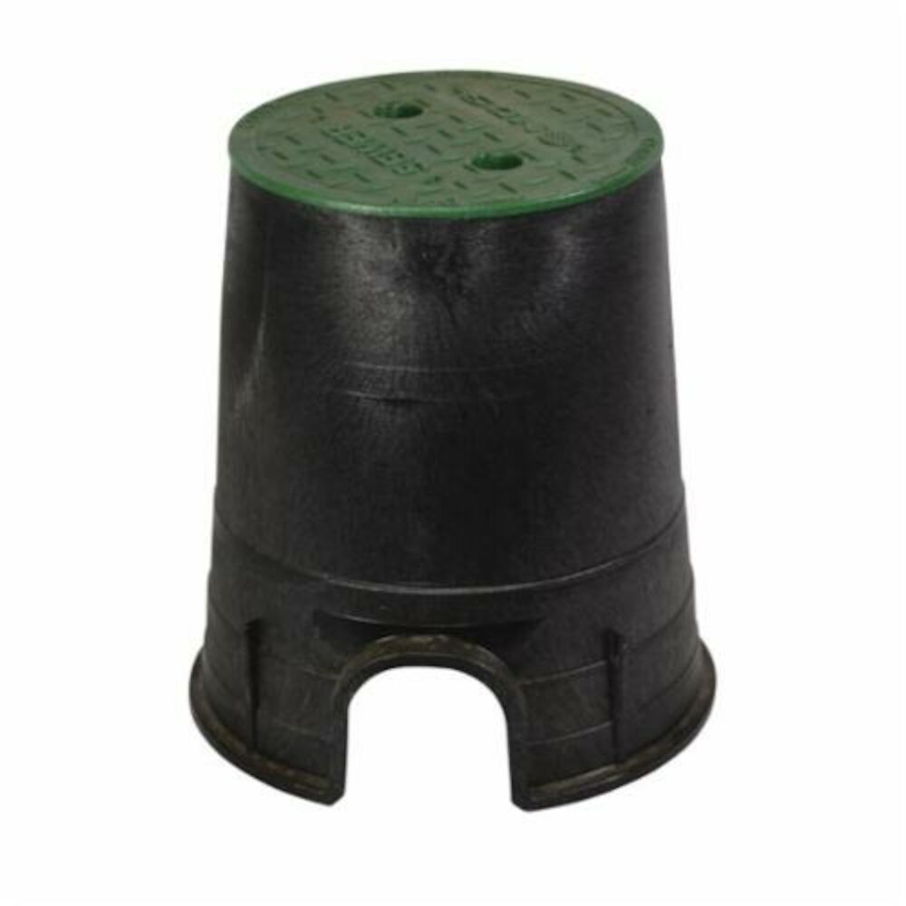 NDS® 107BC Standard Meter Box With Overlapping Green Cover, 6" Dia 8-3/8" H, Round Shape, Domestic