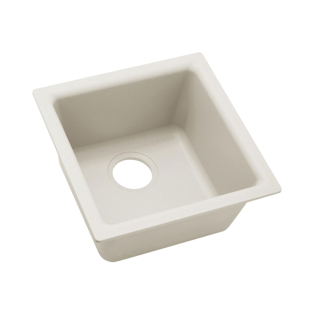 ELX1616RT0 15-3/4" Quartz Luxe Single Bowl Dual-Mount Square Bar Sink, Ricotta