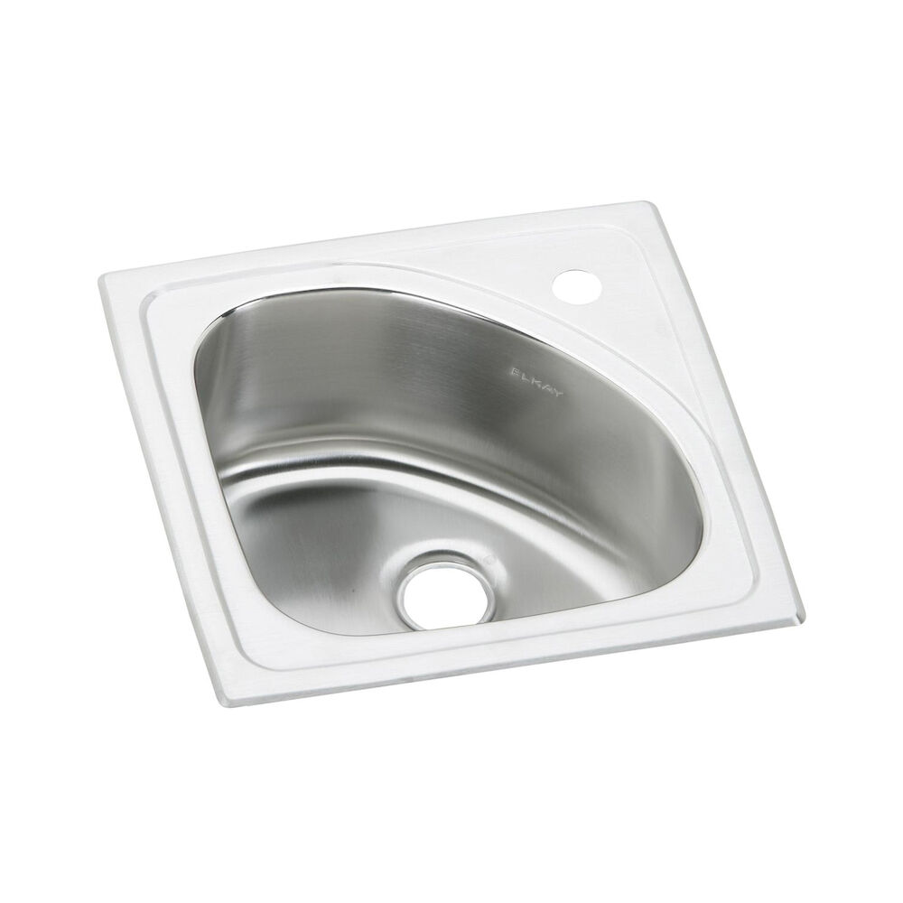 BLGR15151 15" Bar Sink, Lustertone™, Square, 1 Faucet Holes, Top Mount, 18 ga Stainless Steel, Luster Highlighted Satin