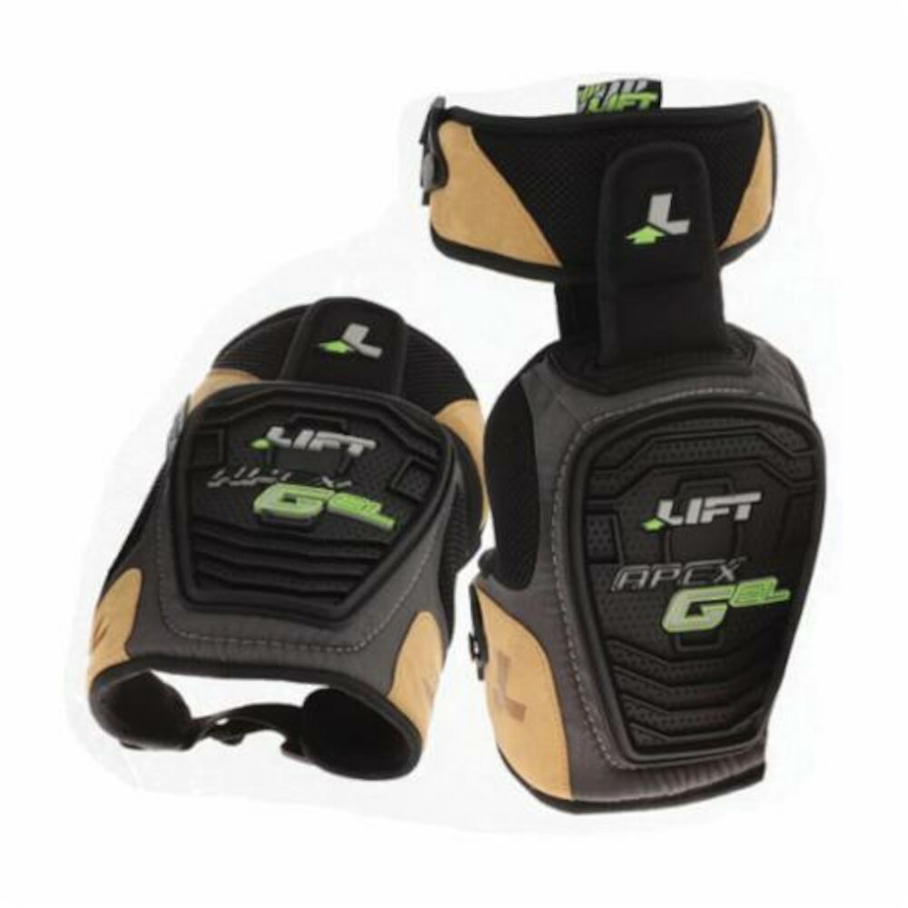 LIFT KAX-0K APEX GEL Knee Pad, TRP Cap, Ballistic Nylon Pad, 2 Straps, Black and Sand/Brown