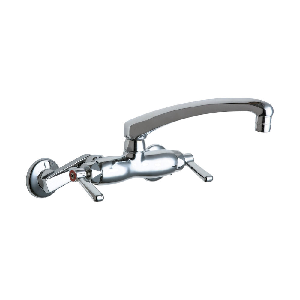 Chicago Faucet® 445-L8ABCP Hot and Cold Water Sink Faucet, 2.2 gpm, 8" Center, Chrome Plated, Commercial