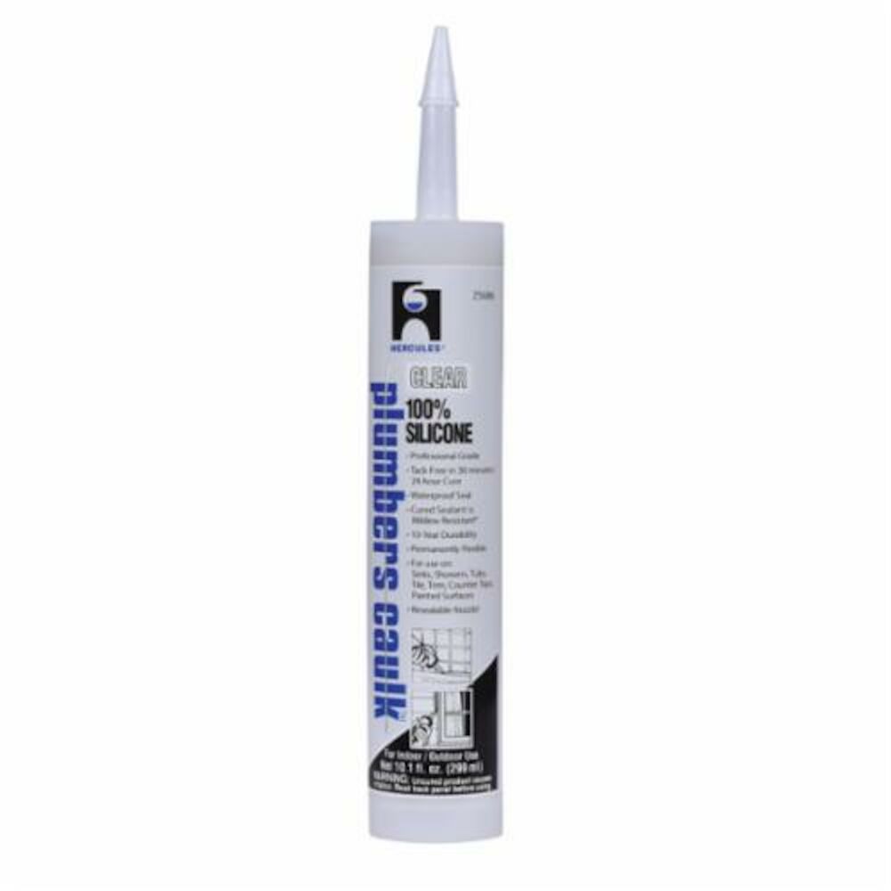 Hercules® Silicone Plumbers Caulk™ 25686 Professional Grade Sealant, 10.1 oz, Clear