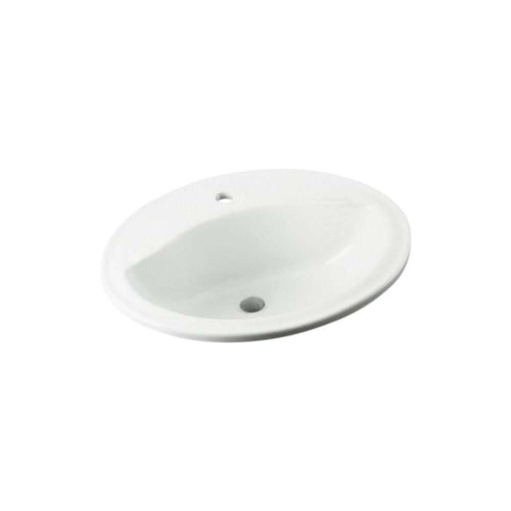 442001-0 Sanibel™ Self-Rimming Bathroom Sink w/o Overflow, Oval, Drop-In Mount, Vitreous China, White