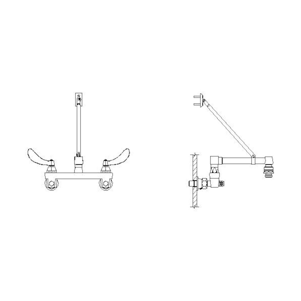 Commercial 28C2 Two Handle 8" Wall Mount Service Sink Faucet, Chrome
